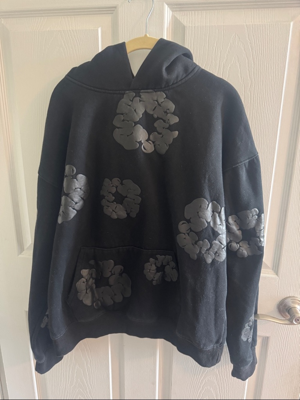 Black on black denim tear hoodie - Picture 5 of 6